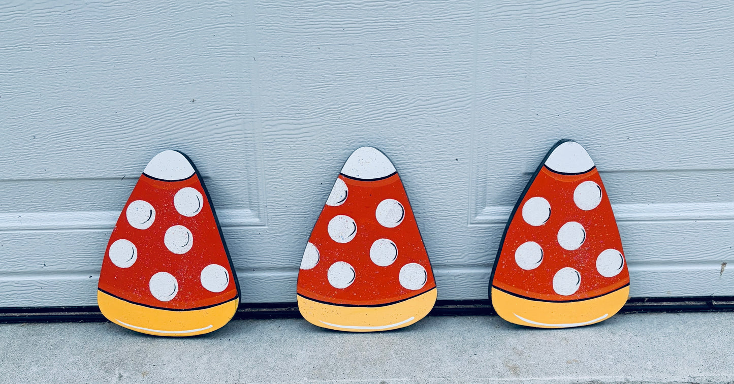 Halloween Candy Corn with Sparkles Wood Yard Art, Outdoor Lawn Decoration