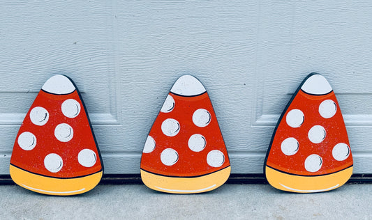 Halloween Candy Corn with Sparkles Wood Yard Art, Outdoor Lawn Decoration