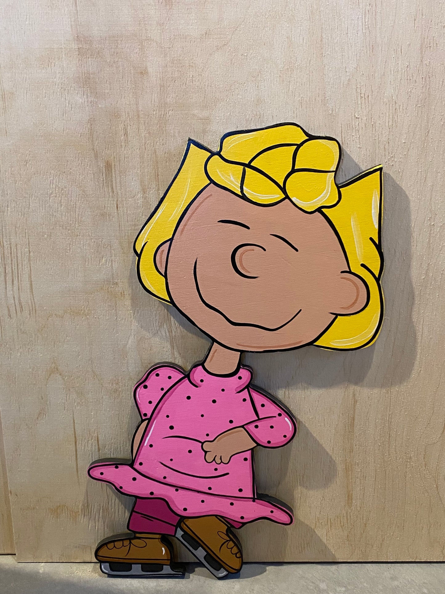 Peanut People Charlie Gang Ice Skating Christmas Wood Outdoor Yard Art Sign, Beagle
