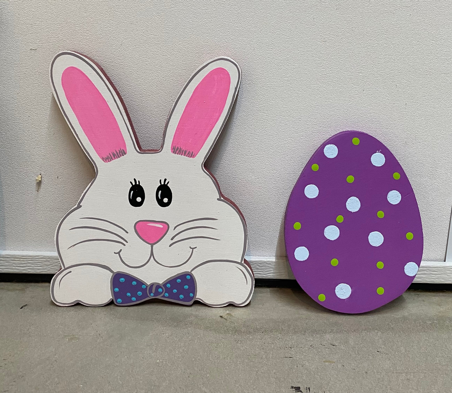Easter Bunny Wood Yard Art or Plant Poke, Easter Decorations, Easter Egg, Carrot, Set of 3