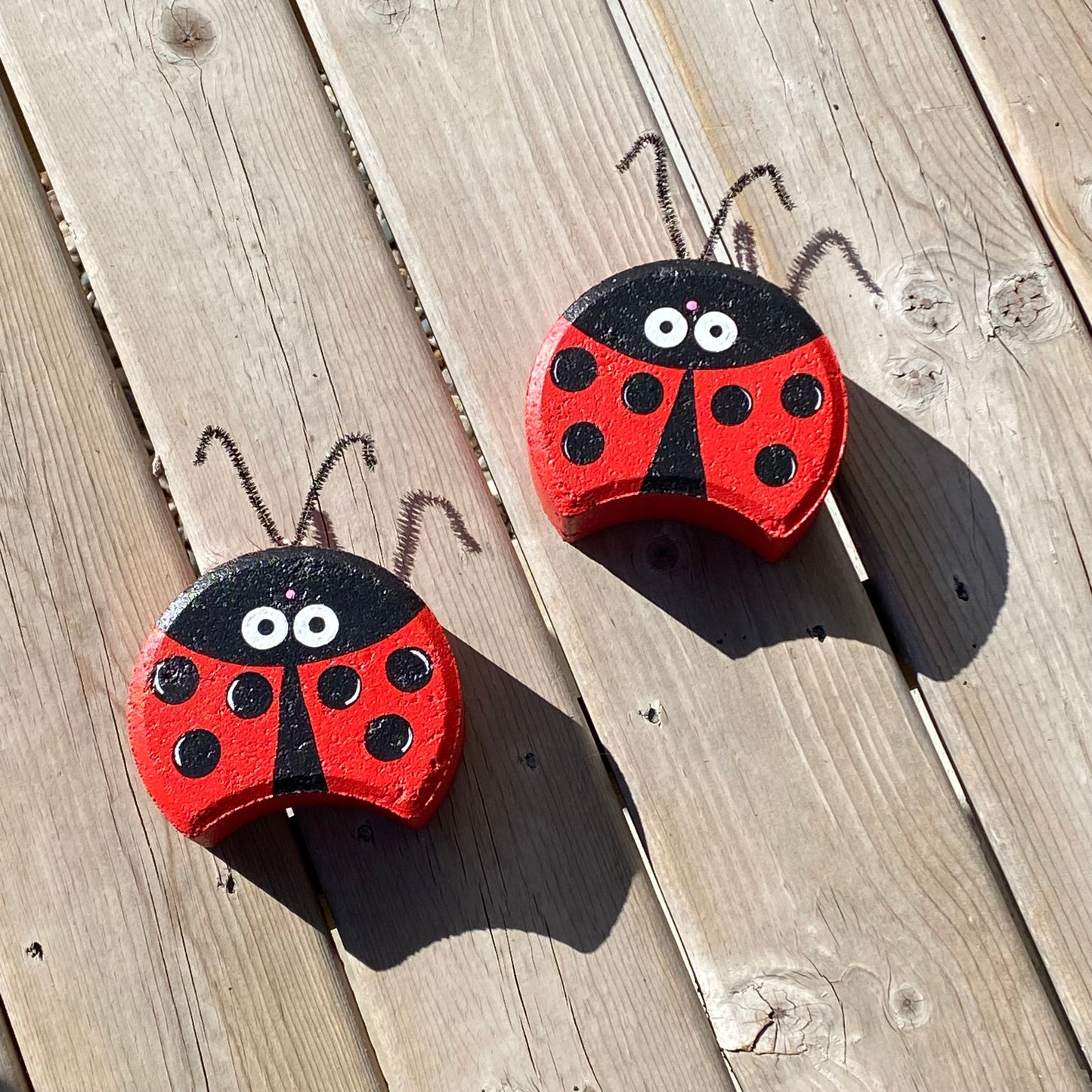 Ladybug Painted Pavers Outdoor Yard Art Decorations, Stone Pavers