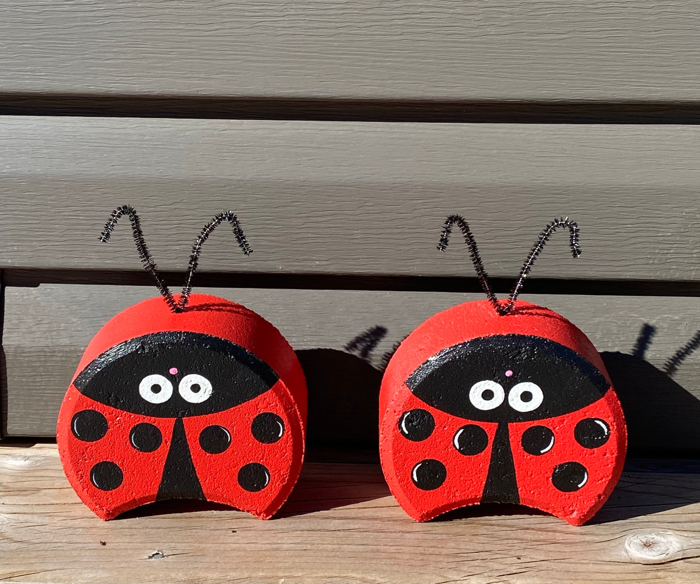 Ladybug Painted Pavers Outdoor Yard Art Decorations, Stone Pavers