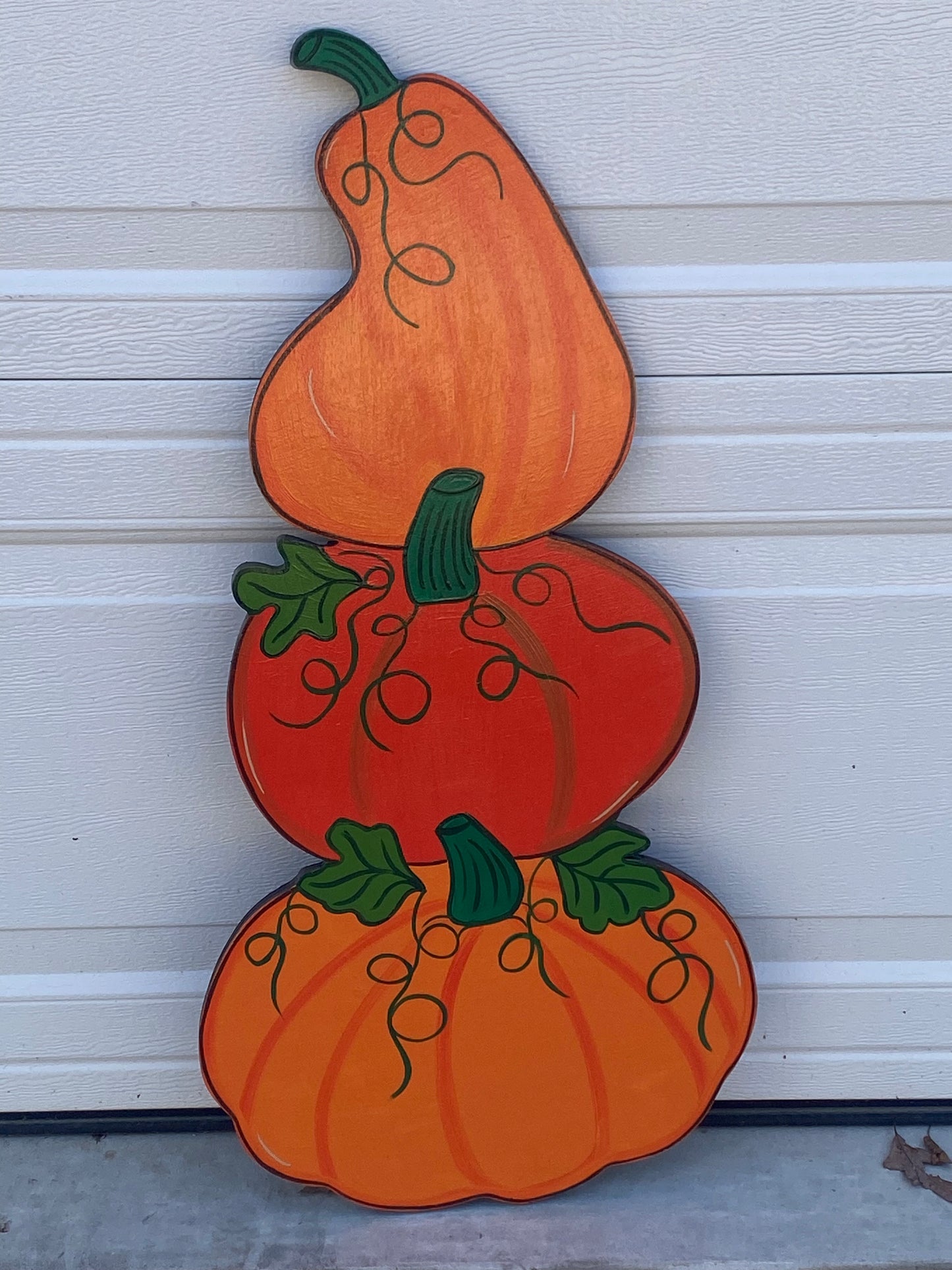 Halloween and Fall Pumpkin Trio, Pumpkins Stacked, Thanksgiving Pumpkins Wood Outdoor Yard Art Sign, Halloween Outdoor Decorations