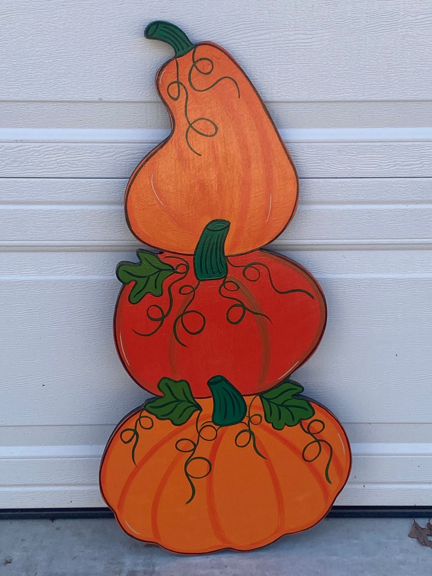 Halloween and Fall Pumpkin Trio, Pumpkins Stacked, Thanksgiving Pumpkins Wood Outdoor Yard Art Sign, Halloween Outdoor Decorations