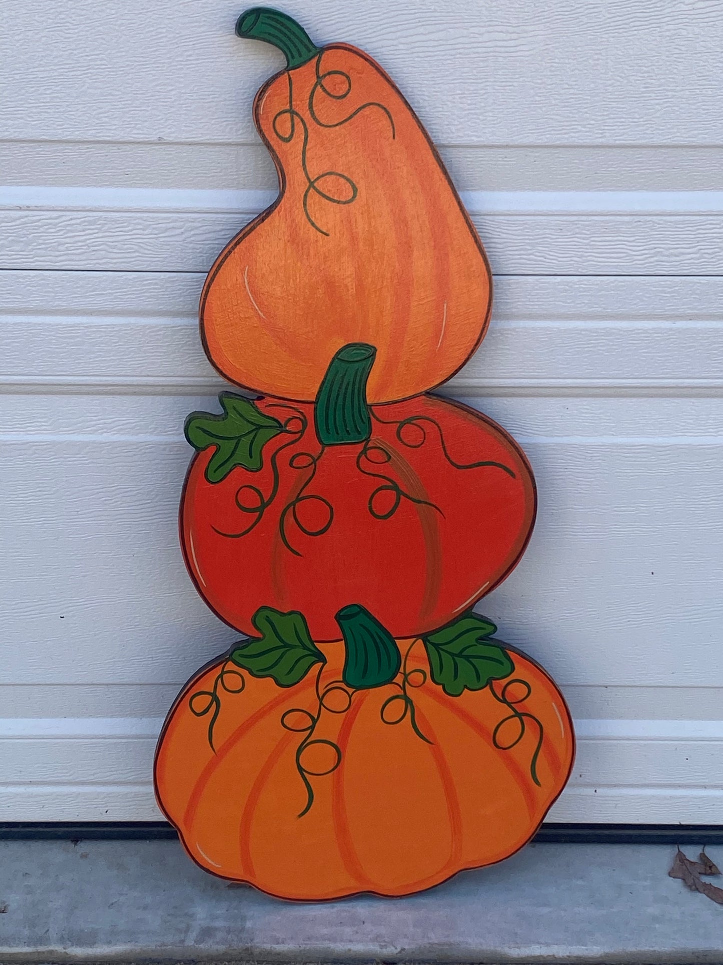 Halloween and Fall Pumpkin Trio, Pumpkins Stacked, Thanksgiving Pumpkins Wood Outdoor Yard Art Sign, Halloween Outdoor Decorations