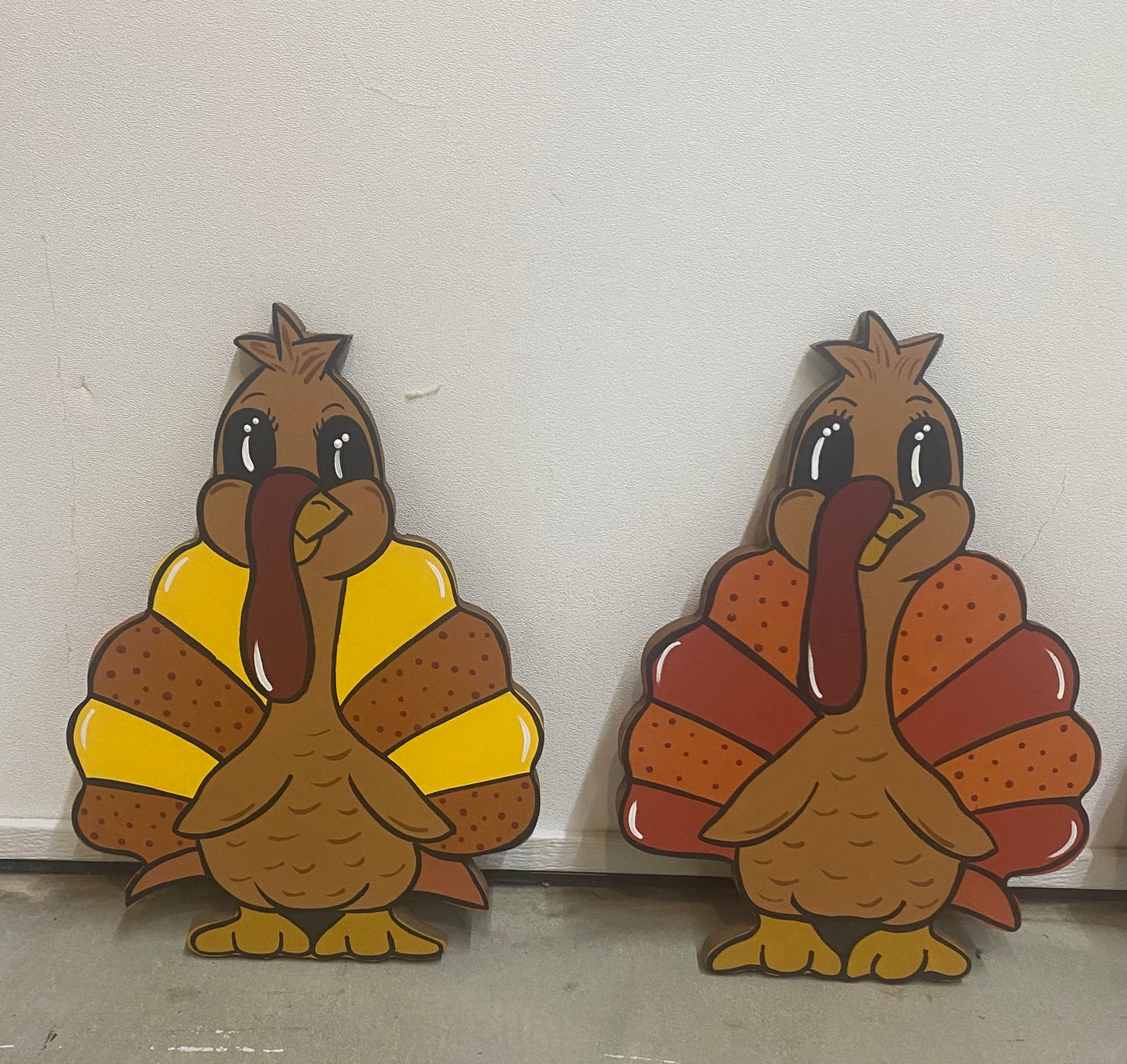 Thanksgiving Turkey Wood Outdoor Yard Art Sign, Turkey Lawn Decorations, Garden Stake, Plant Pokes, Turkeys, Set of 3