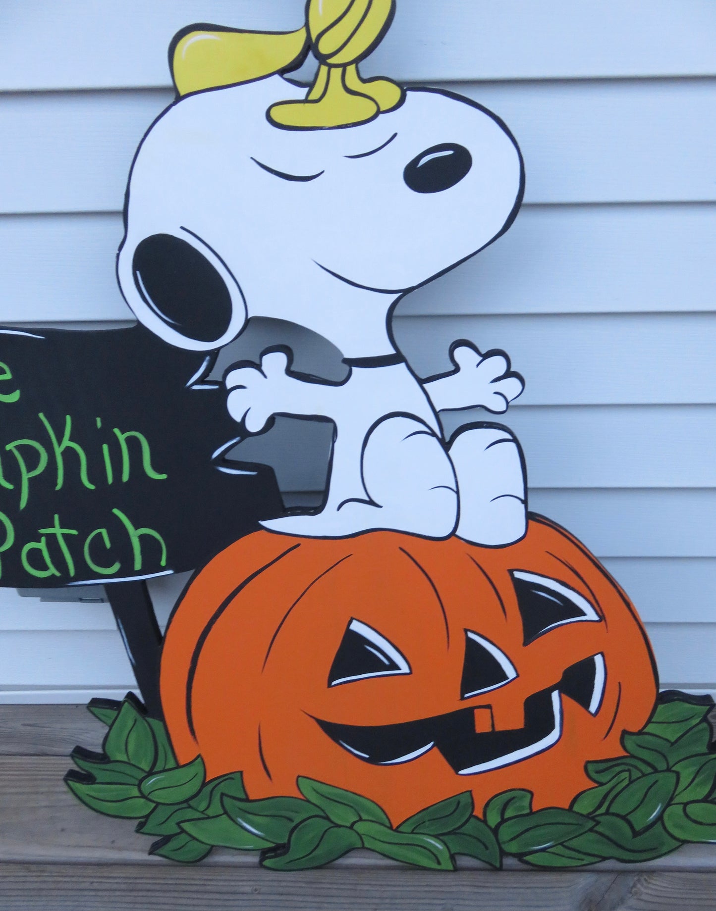 SNOOPY AND WOODSTOCK CHARLIE BROWN HALLOWEEN PUMPKIN PATCH WOOD OUTDOOR LAWN & YARD ART SIGN