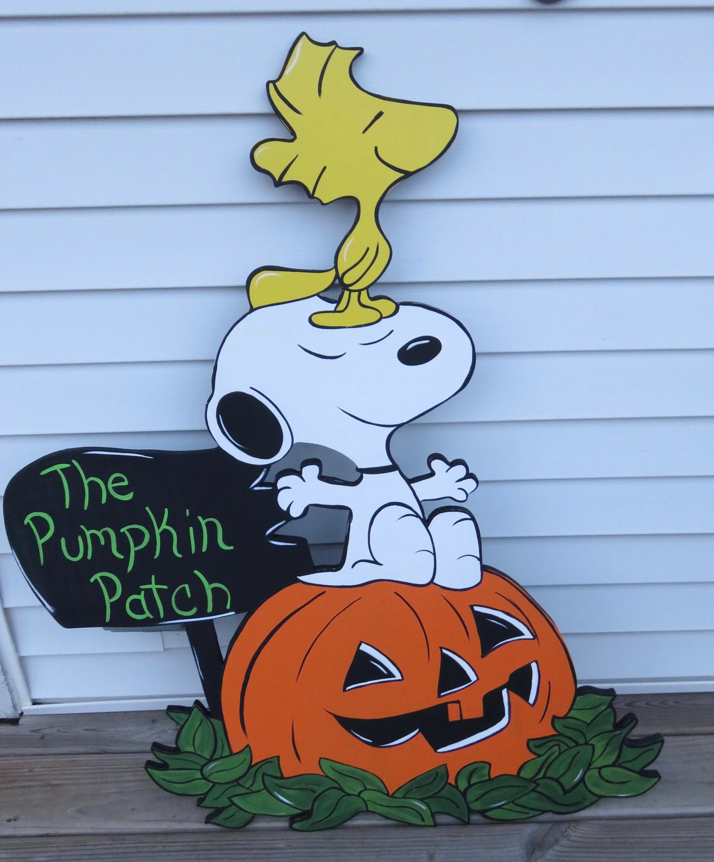 SNOOPY AND WOODSTOCK CHARLIE BROWN HALLOWEEN PUMPKIN PATCH WOOD OUTDOOR LAWN & YARD ART SIGN