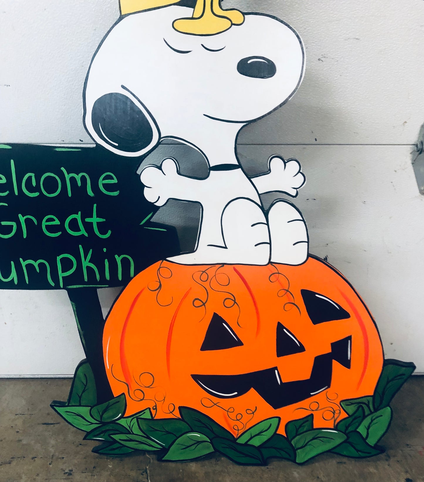 SNOOPY AND WOODSTOCK CHARLIE BROWN HALLOWEEN PUMPKIN PATCH WOOD OUTDOOR LAWN & YARD ART SIGN