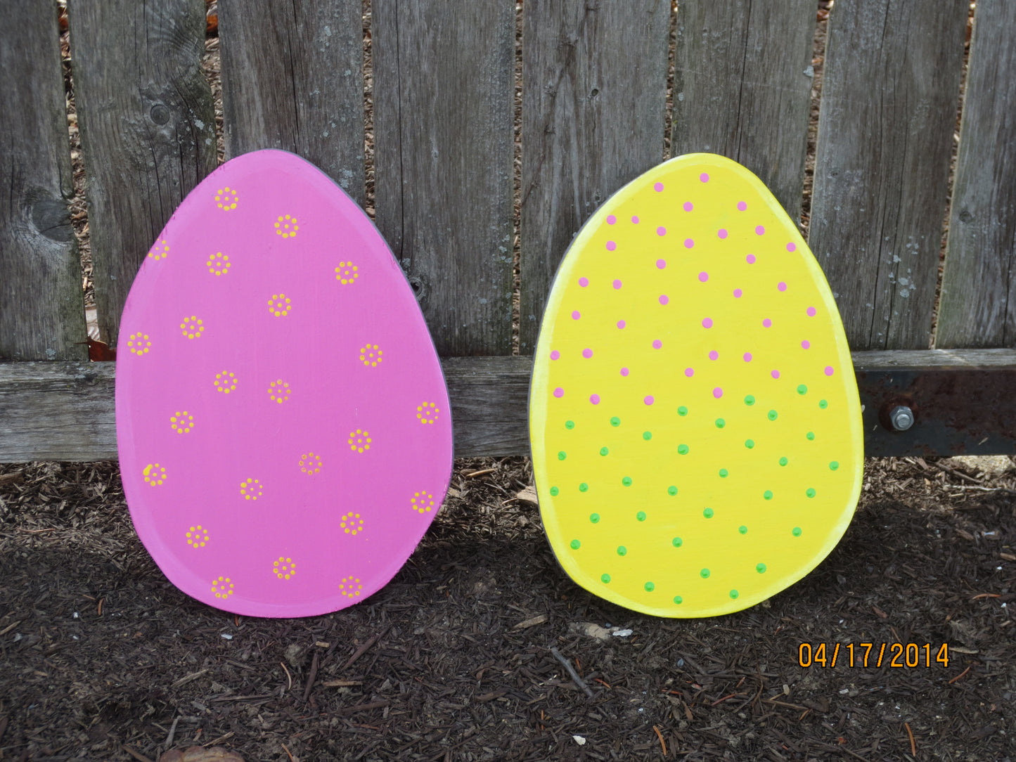 EASTER EGG DECORATION WOOD CUTOUT OUTDOOR LAWN YARD ART SIGN, 9", 12" OR 18" TALL