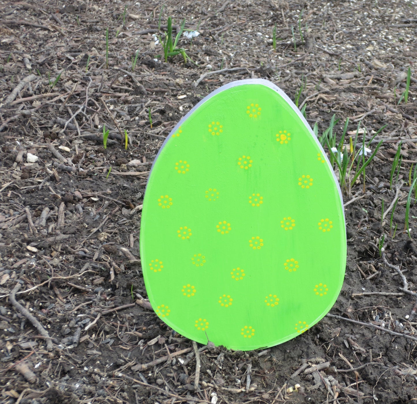 EASTER EGG DECORATION WOOD CUTOUT OUTDOOR LAWN YARD ART SIGN, 9", 12" OR 18" TALL