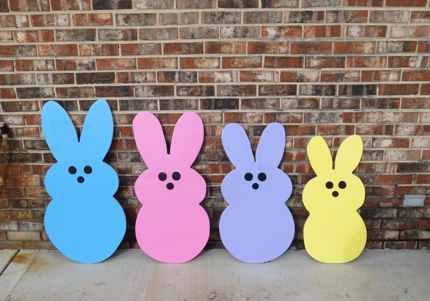 EASTER MARSHMALLOW PEEPS WOOD OUTDOOR YARD ART SIGN, SET OF 4
