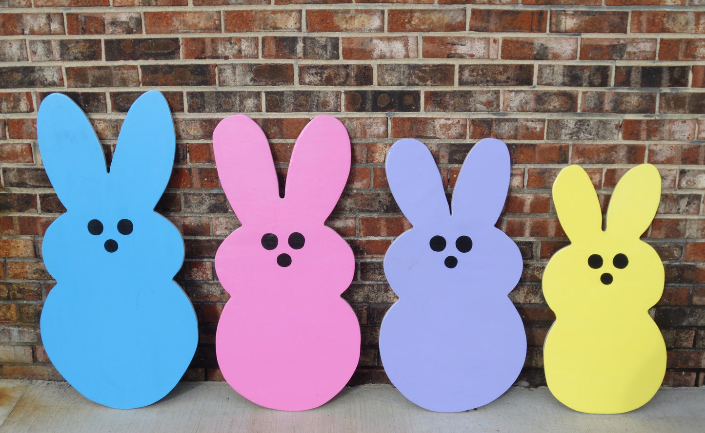 EASTER MARSHMALLOW PEEPS WOOD OUTDOOR YARD ART SIGN, SET OF 4