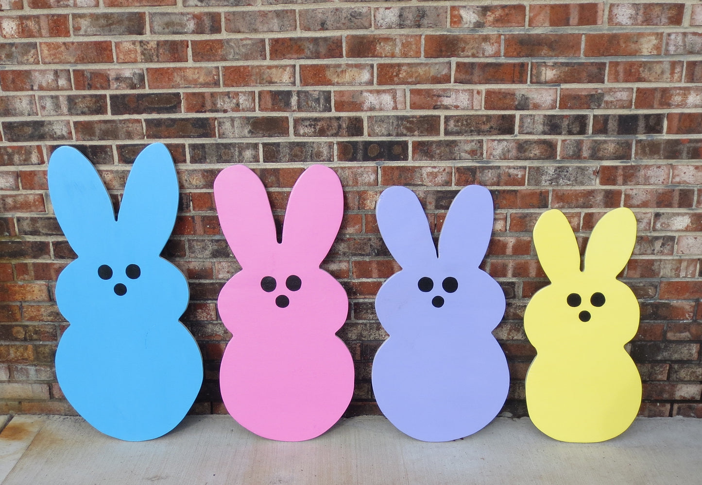 EASTER MARSHMALLOW PEEPS WOOD OUTDOOR YARD ART SIGN, SET OF 4